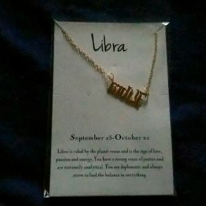 Gold libra zodiac necklace